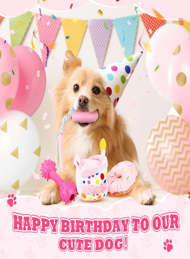 RoundFunny 11 Pcs Dog Birthday Toy Gift for Dog Birthday Cake Puppy Girl Boy Squeak Toys Interactive Puppy Gift with Box for Small Medium Size(Classic,Pink) - Image 4